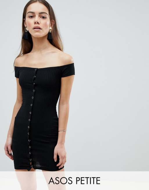 Asos black bardot clearance dress