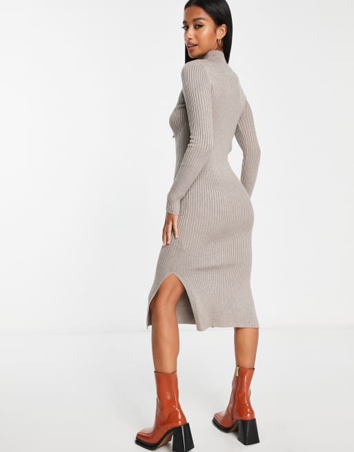 Petite ribbed midi on sale dress