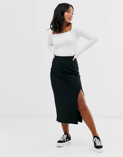 Tight black midi clearance skirt