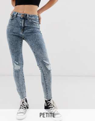 New Look Petite - Ripped jeans in acid blue-Blauw