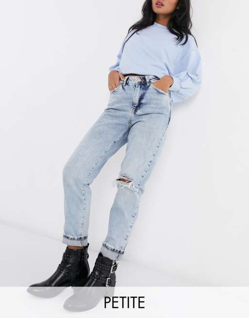 Petite ripped shop mom jeans