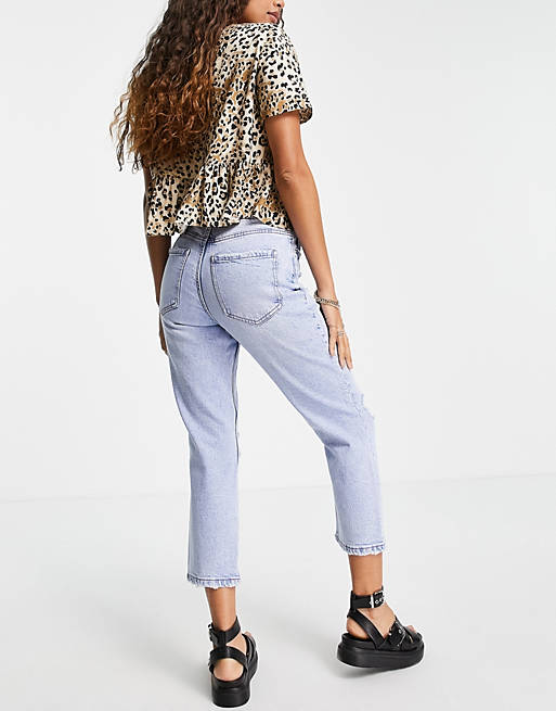 Jeans New Look Petite ripped mom jean in light blue 