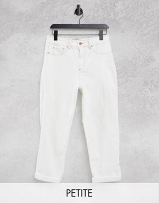 New Look Petite ripped mom jean in off white
