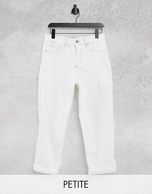 Women New Look Petite ripped mom jean in off white 