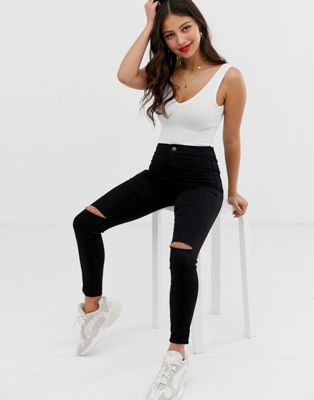 New Look Petite ripped skinny jeans in 