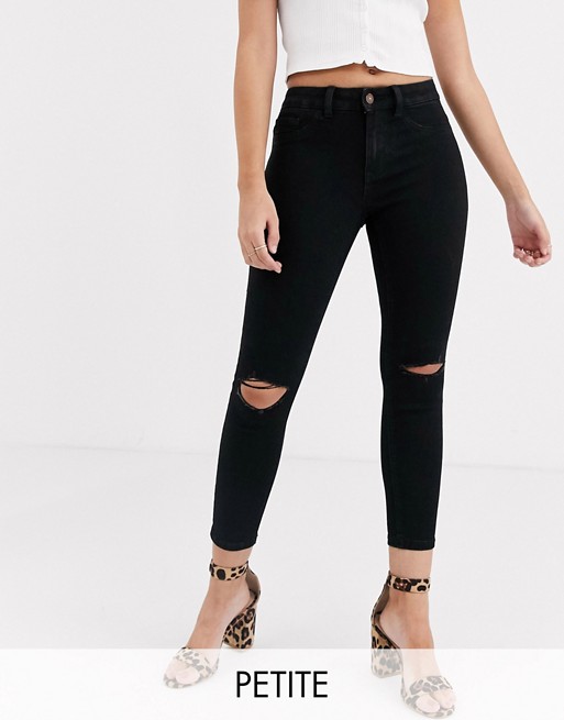 New Look Petite ripped skinny jeans in black