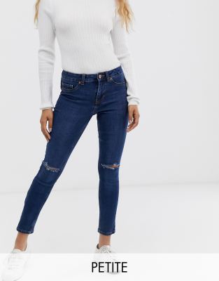 blue ripped skinny jeans new look