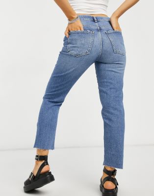 petite ripped straight leg jeans