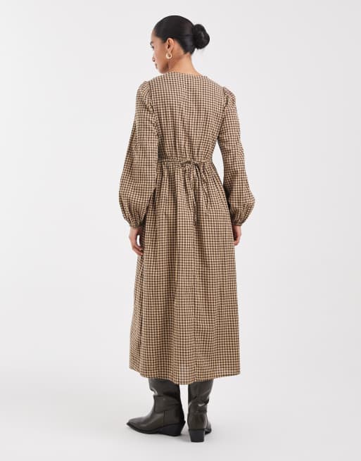 New Look Petite - Robe mi-longue à carreaux - Jaune, 3 de 4