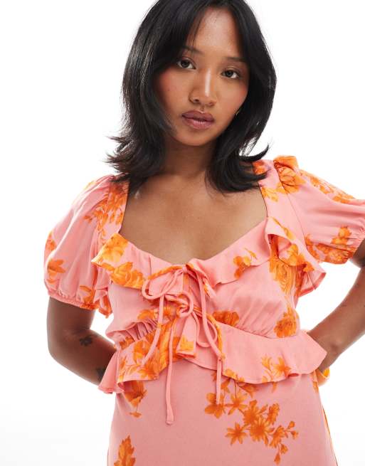 New Look Petite - Robe mi-longue tendance folk à imprimé fleuri - Rose, 2 de 4