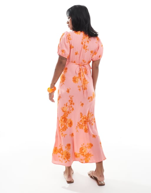 New Look Petite - Robe mi-longue tendance folk à imprimé fleuri - Rose, 3 de 4