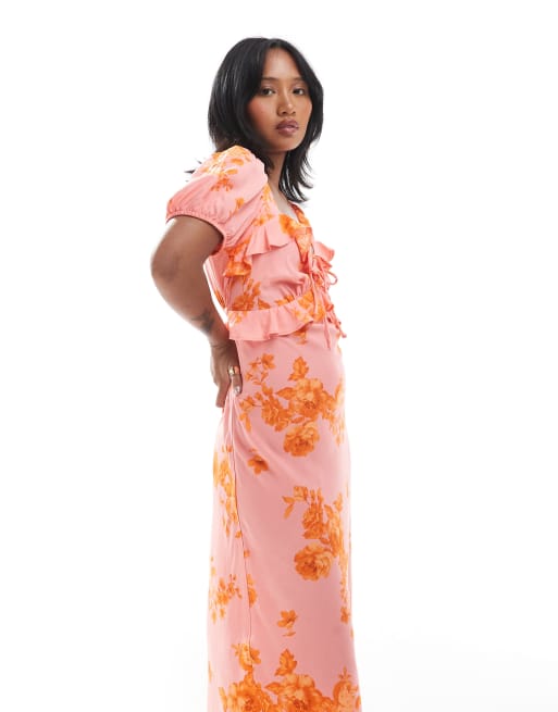 New Look Petite - Robe mi-longue tendance folk à imprimé fleuri - Rose, 4 de 4