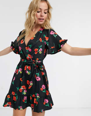 ruffle sleeve mini dress