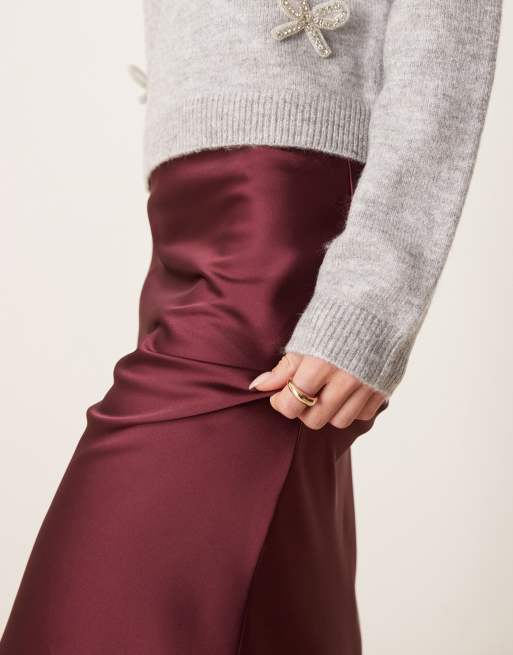 Satin Midi Burgundy Midi Skirt Uk New Look Petite Satin Midi Bias