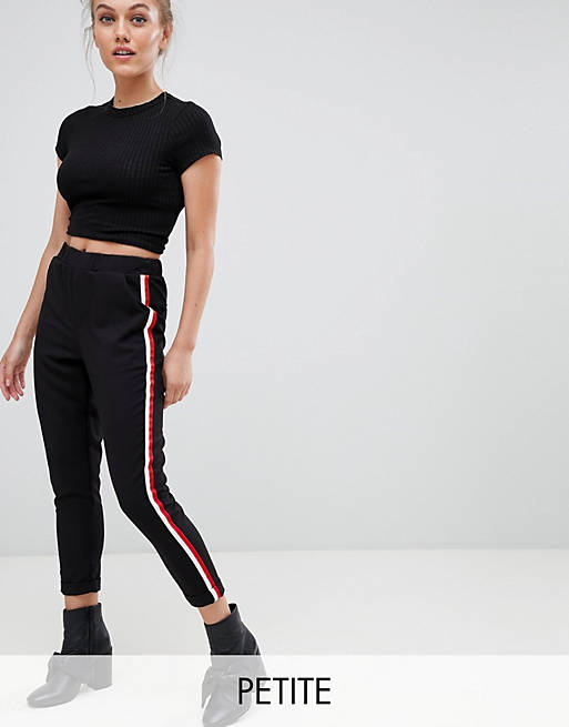 New Look Petite side stripe pants in black | ASOS