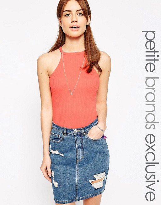 New Look Petite Sleeveless Ribbed High Neck Top