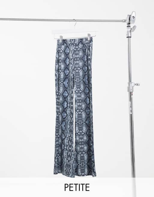 New Look Petite snake print flares in grey pattern