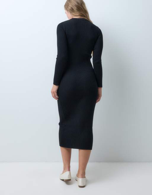New Look Petite - Sort midikjole i strik, 5 af 5