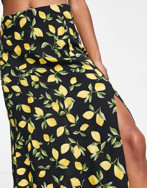 Lemon print 2024 midi skirt