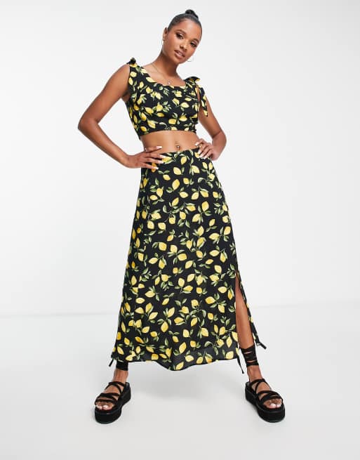 Lemon print outlet skirt