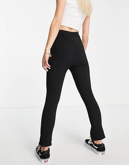 Trousers & Leggings New Look Petite split front trouser in black 