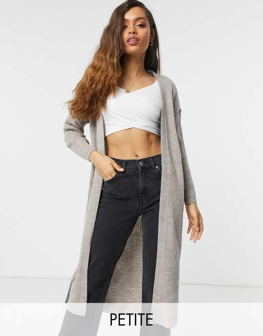 New Look Petite – Stenfärgad ribbstickad maxikofta, del av set