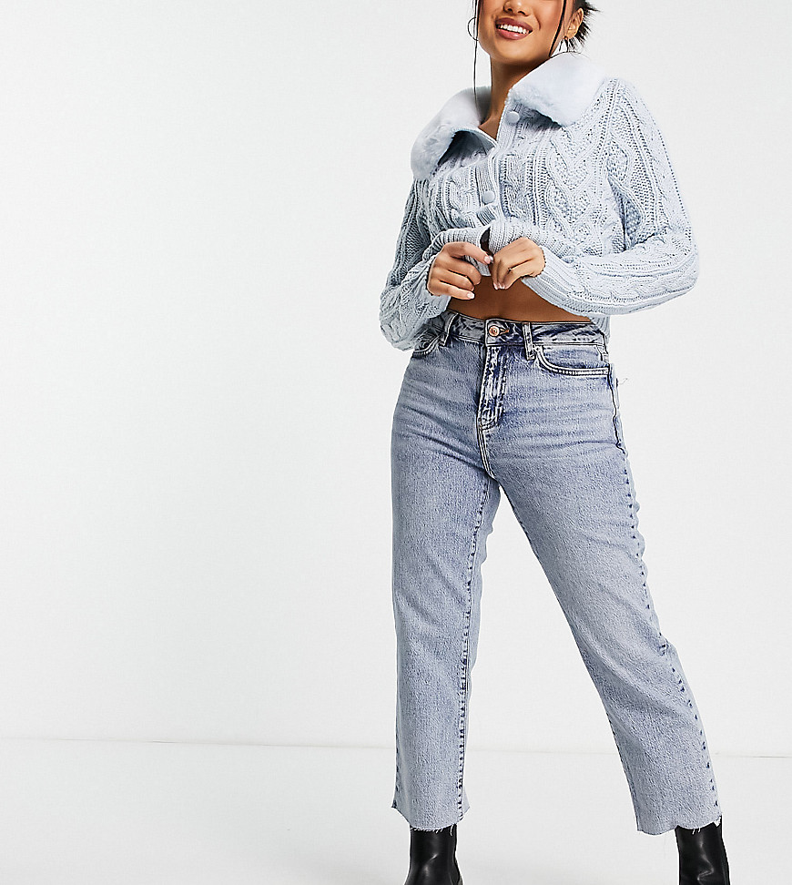 New Look Petite straight leg jeans in teal-Blues