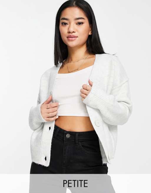 New Look Petite – Strickjacke in Hellgrau