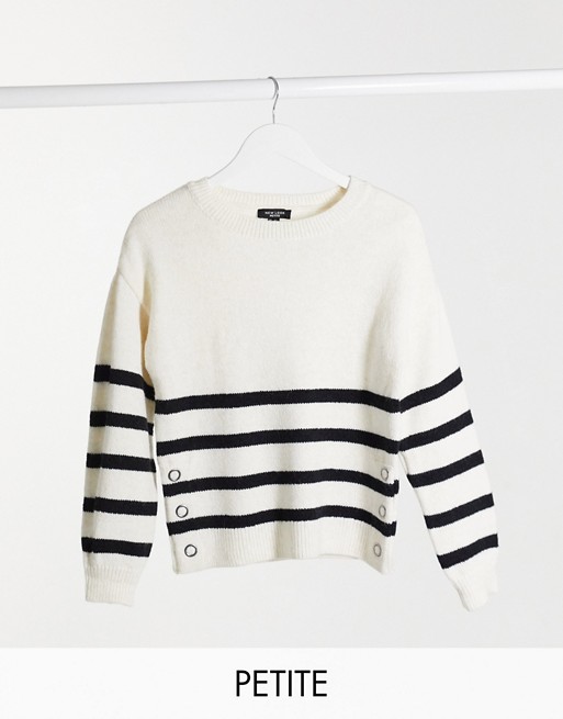 New Look Petite stripe jumper in white