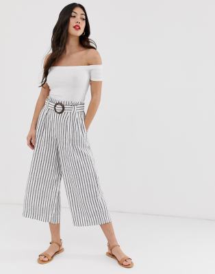 cream linen cropped trousers