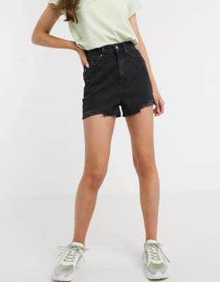 super high waisted black shorts