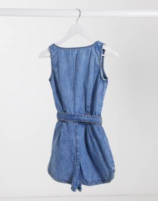 new look denim playsuit