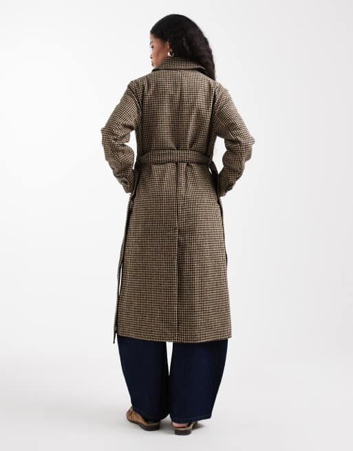 New Look Petite - Trench-coat à carreaux avec ceinture - Marron, 2 de 4