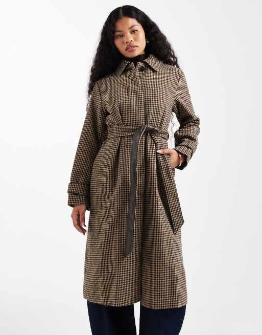 New Look Petite - Trench-coat à carreaux avec ceinture - Marron, 3 de 4
