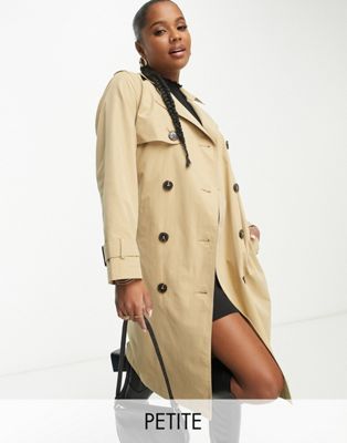 New Look Petite trench coat in camel - ASOS Price Checker