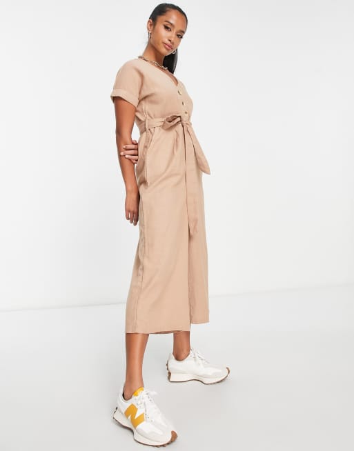 New Look Petite utility jumpsuit in stone