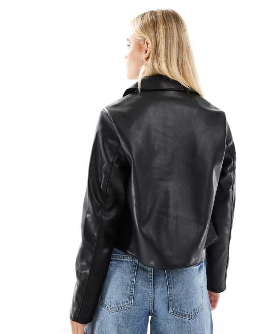New Look Petite - Veste en PU avec poches plaquées - Noir, 4 de 4