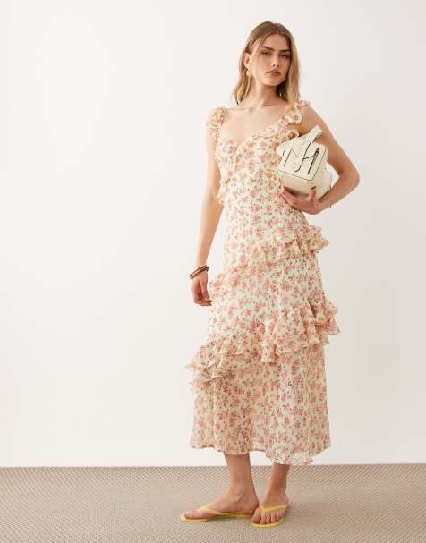 New Look Petite - Vestito lungo giallo con stampa a fiori e volant - view 1
