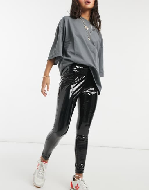 New Look Petite leather-look legging in black - ShopStyle