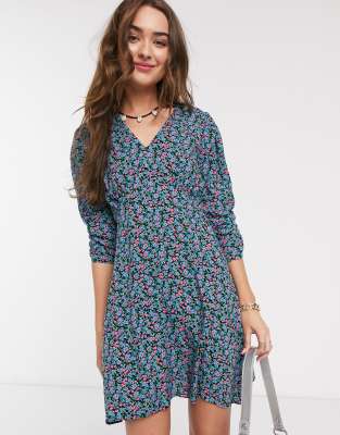 new look blue ditsy dress