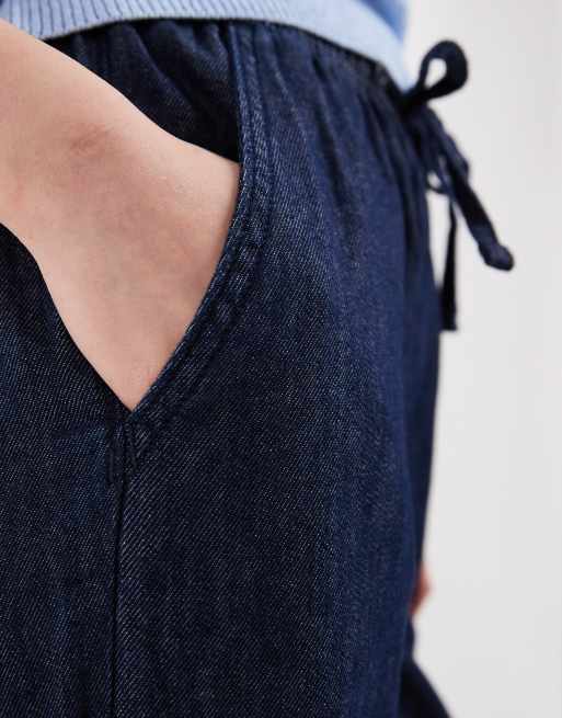 New Look Petite wide leg chambray denim pants in indigo, 5 of 5