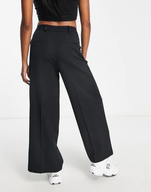 ASOS DESIGN tie belt wide leg pant culottes in black