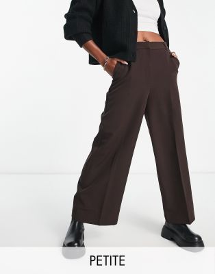 New Look Petite New Look Petite wide leg dad trouser in brown