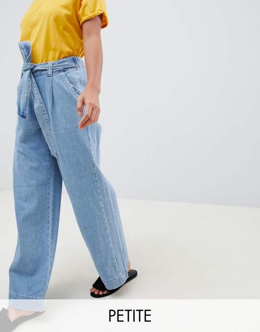 New Look Petite wide leg jeans in blue
