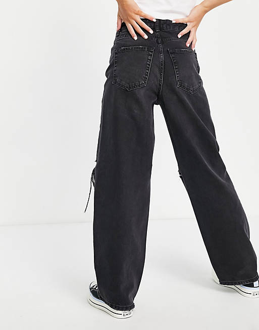 Jeans New Look Petite wide leg rip jean in black 