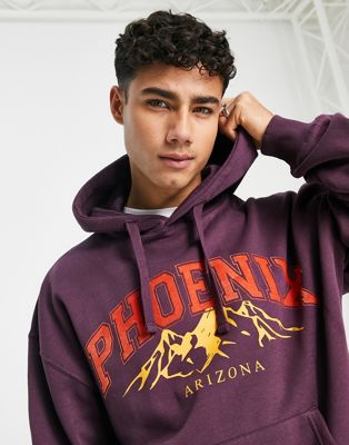 New Look pheonix print hoodie in purple