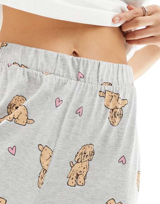 New Look - Pigiama con pantaloni bianco e grigio con stampa Let's Sleep In, 3 di 4