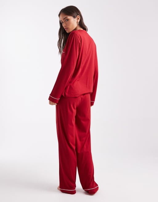 New Look - Pigiama rosso con rever, 4 di 4