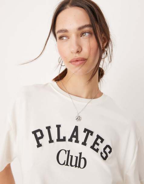 New Look pilates club oversized t-shirt in white - view 1