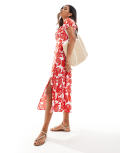 New Look pineapple midi dress-Red